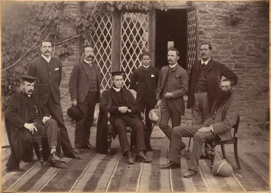 Principal and Teachers of Bishop Cotton School, Shimla (recto), by Raja Deen Dayal, 1884