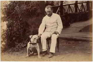 Robert Hotz Esquire and Bulldog, by Raja Deen Dayal, 1887