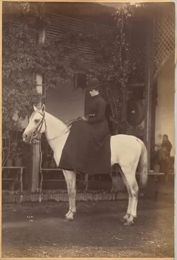 Untitled: Woman on horse (verso, right), by Raja Deen Dayal