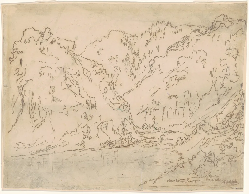 Clear Creek Canyon, Rocky Mountains, Colorado, by Ralph Albert Blakelock, ink, 1869
