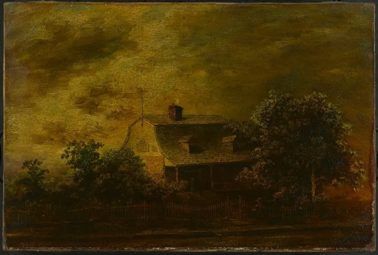 Farmhouse of F.B. Guest, by Ralph Albert Blakelock, oil, 1868