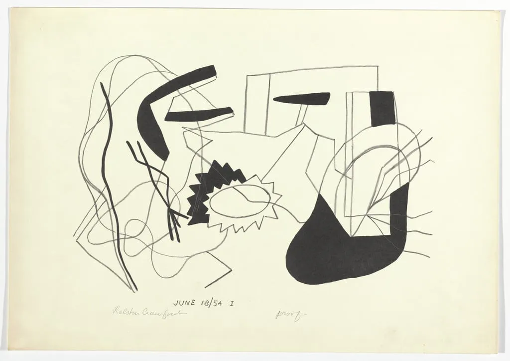 Untitled, by Ralston Crawford, ink, 1954