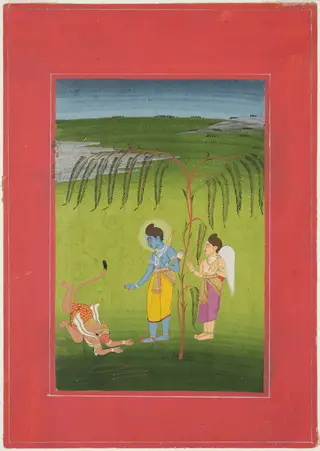Rama Receiving Obeisance from Hanuman