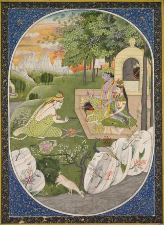 Rama, Sita, and Lakshmana in the forest
