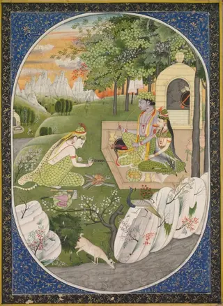 Rama, Sita, and Lakshmana in the forest