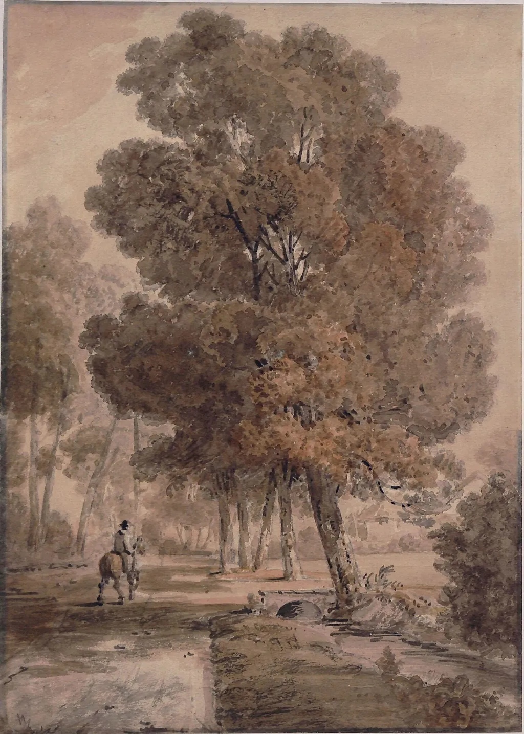 Landscape with horsemen, by Ramsay Richard Reinagle, watercolor, 1800
