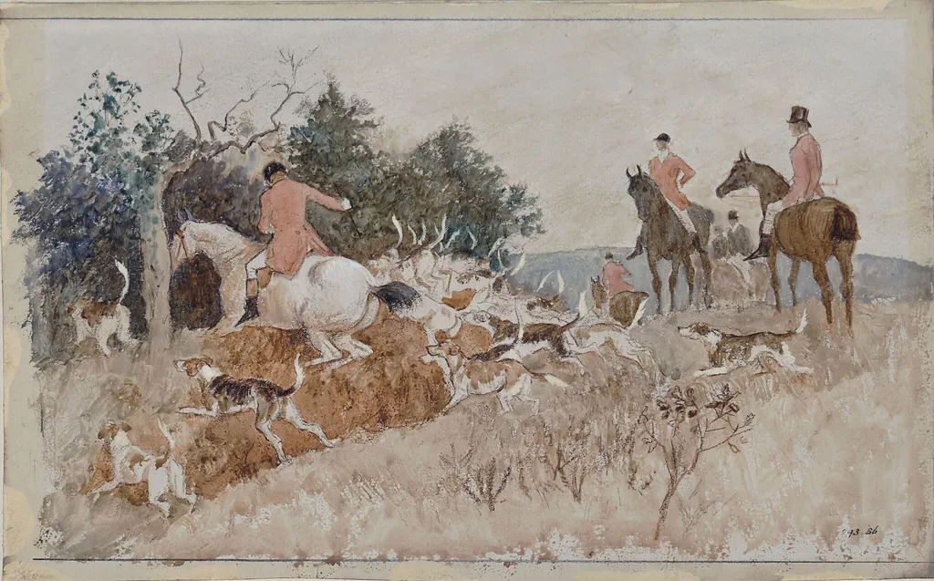 Going to Cover, by Randolph Caldecott, watercolor, 1876