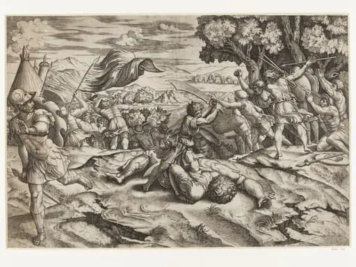 David cutting off the head of Goliath, by Raphael