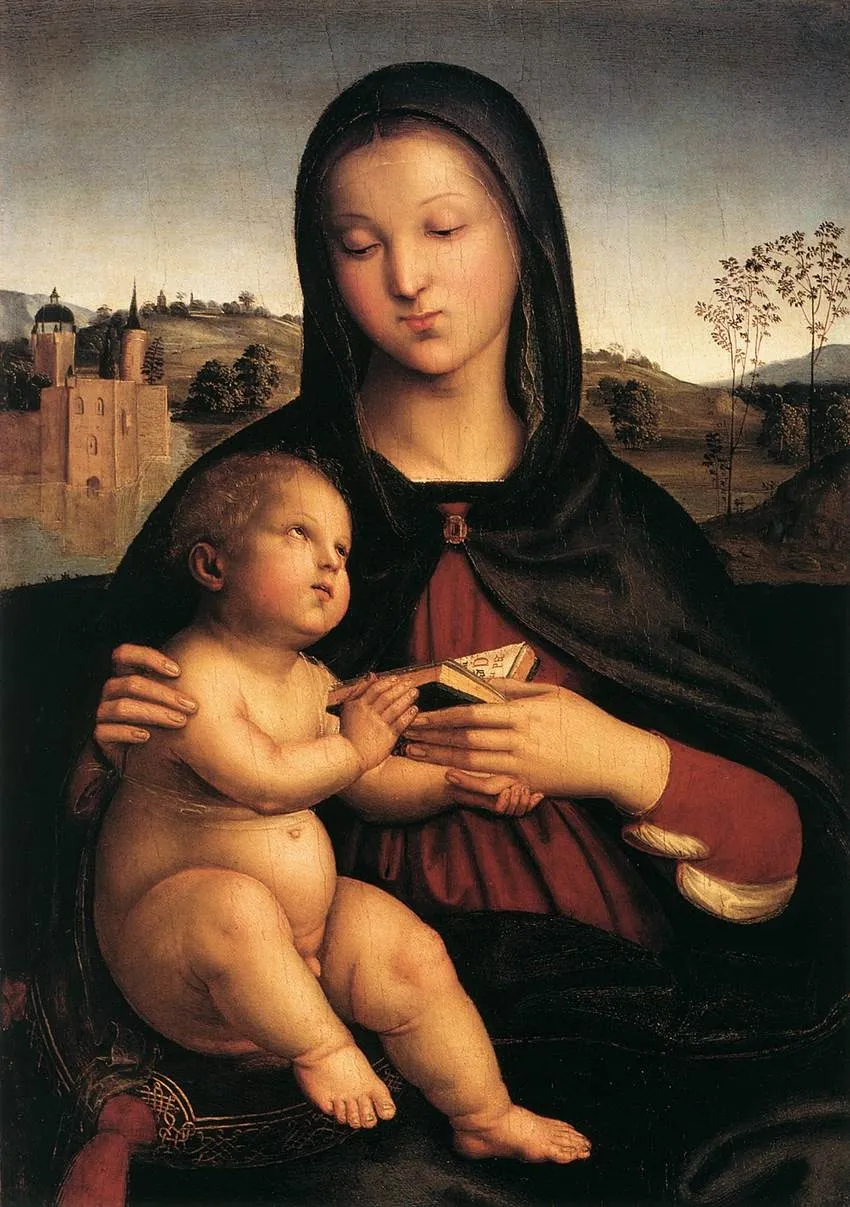 Madonna and Child with the Book, by Raphael, oil, 1503