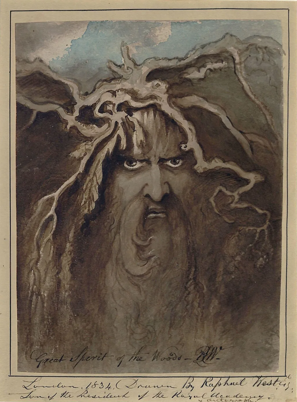The Great Spirit of the Woods, by Raphael Lamar West, watercolor, 1834