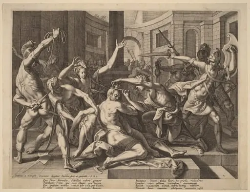 Delilah Cutting Samson's Hair, by Raphael Sadeler I