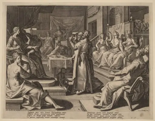 Heliogabalus and the Wise Women, by Raphael Sadeler I