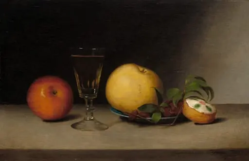 Still Life with Apples, Sherry, and Tea Cake