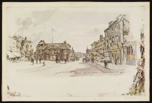 High Street and Rutland Arms, Newmarket, by Raymond Cowern