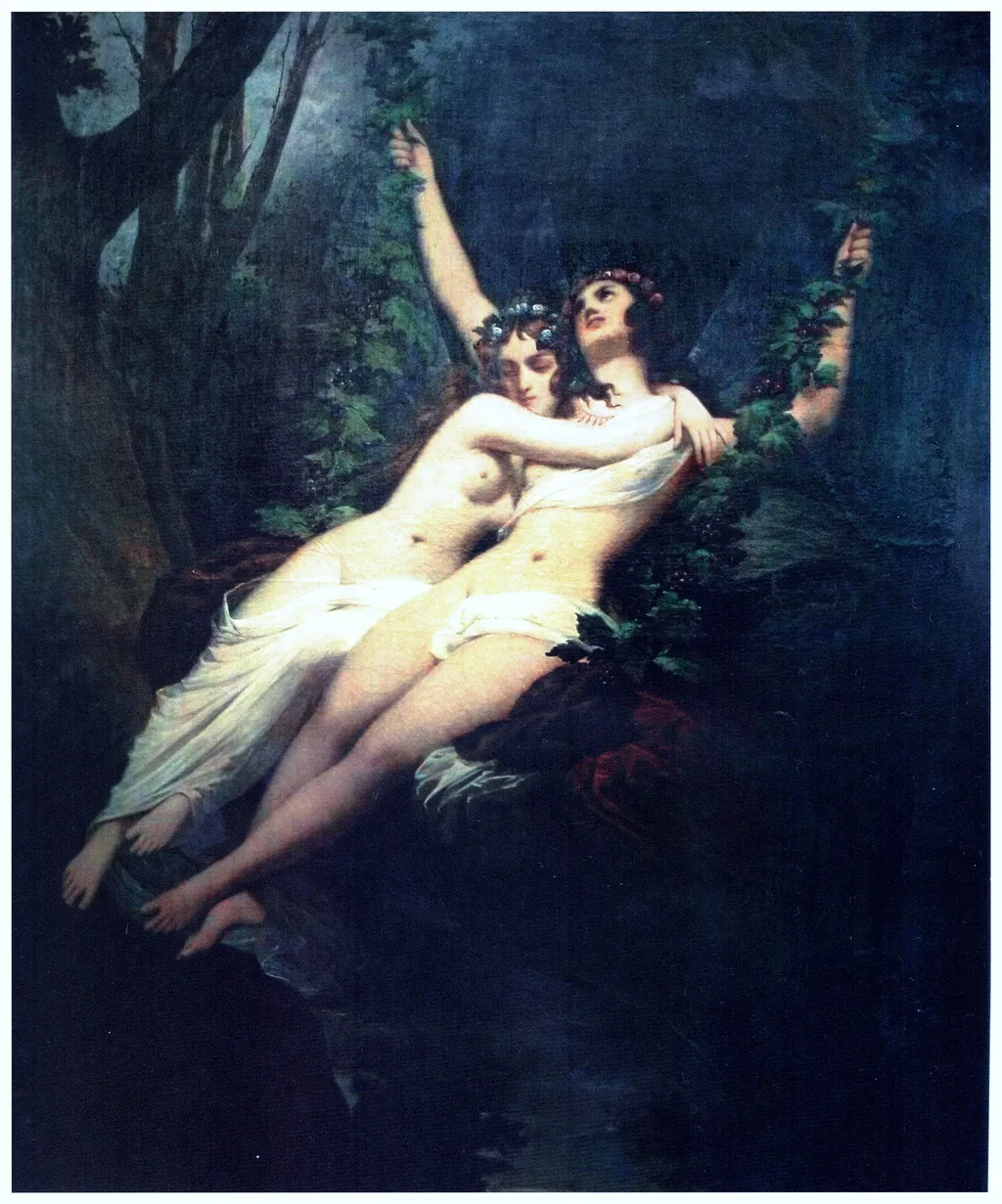 L'escarpolette, by Raymond Monvoisin, oil, 1851