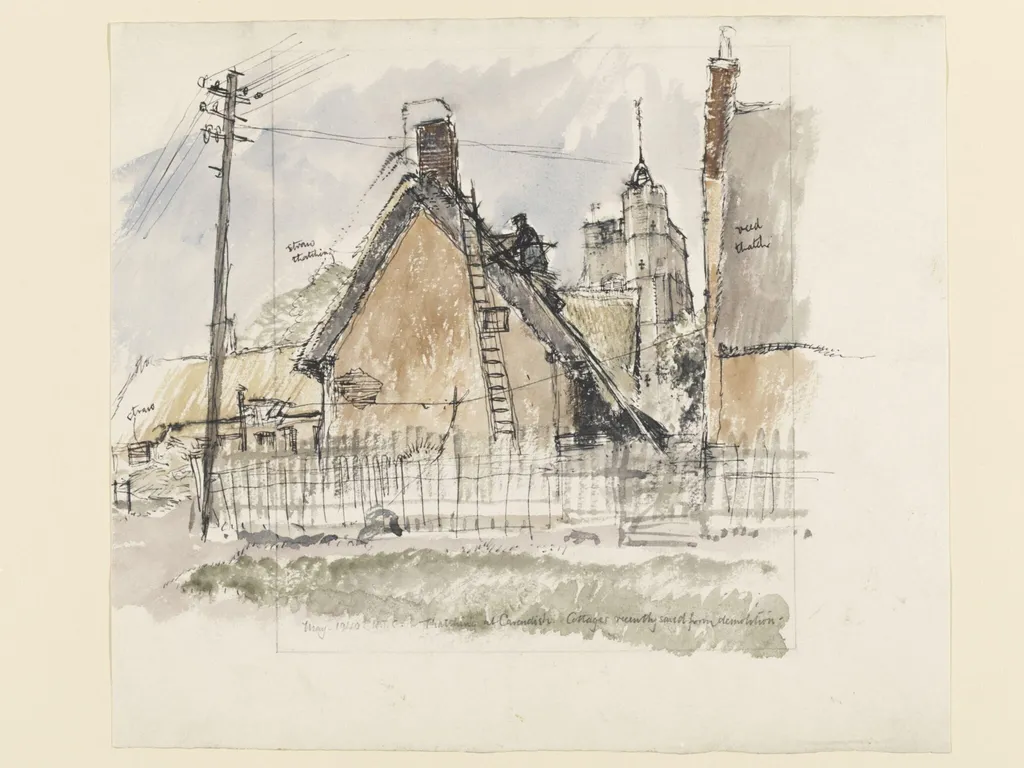 Thatching at Cavendish, by Raymond Teague Cowern, watercolor, 1940