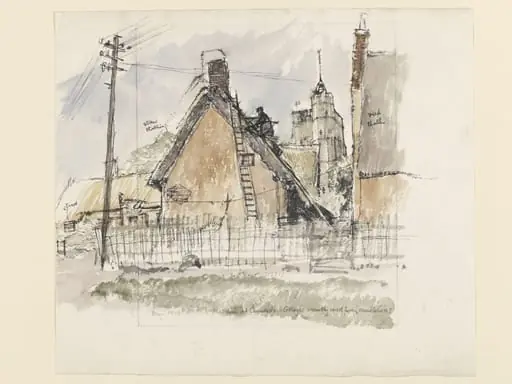 Thatching at Cavendish, by Raymond Teague Cowern