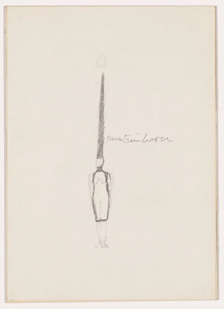 Untitled, by Rebecca Horn, graphite, 1968