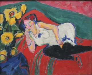 Reclining Woman in a White Chemise, by Ernst Ludwig Kirchner