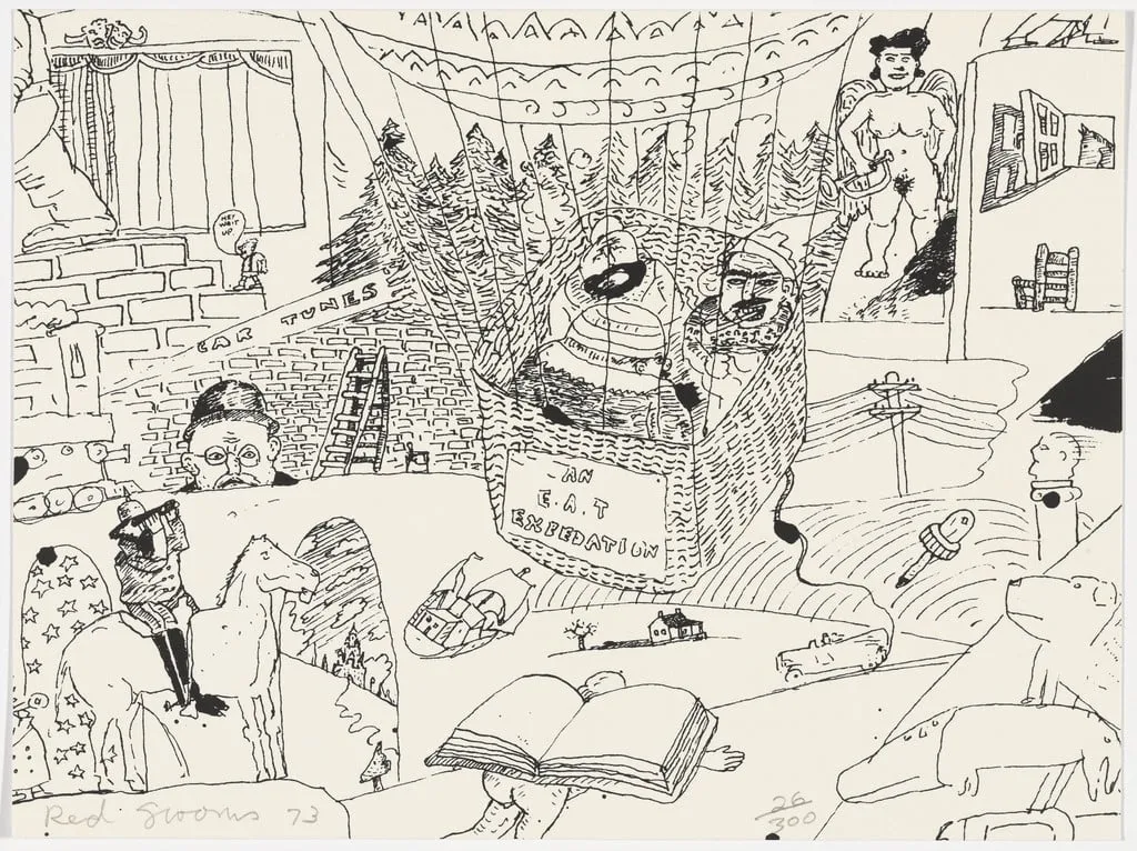 Untitled, by Red Grooms, ink, 1973