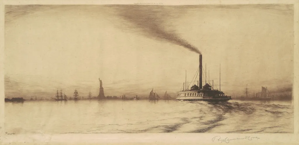 New York Harbor, by Reginald Cleveland Coxe, ink, 1888