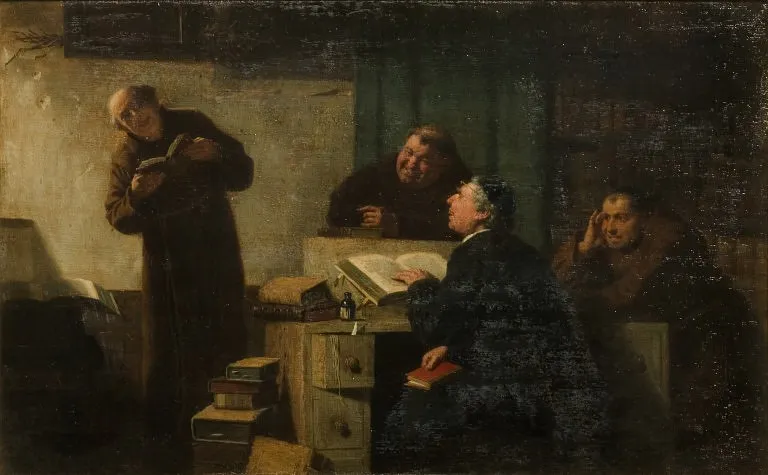 Monastic Library, by Reinhard Sebastian Zimmermann, oil, 1864