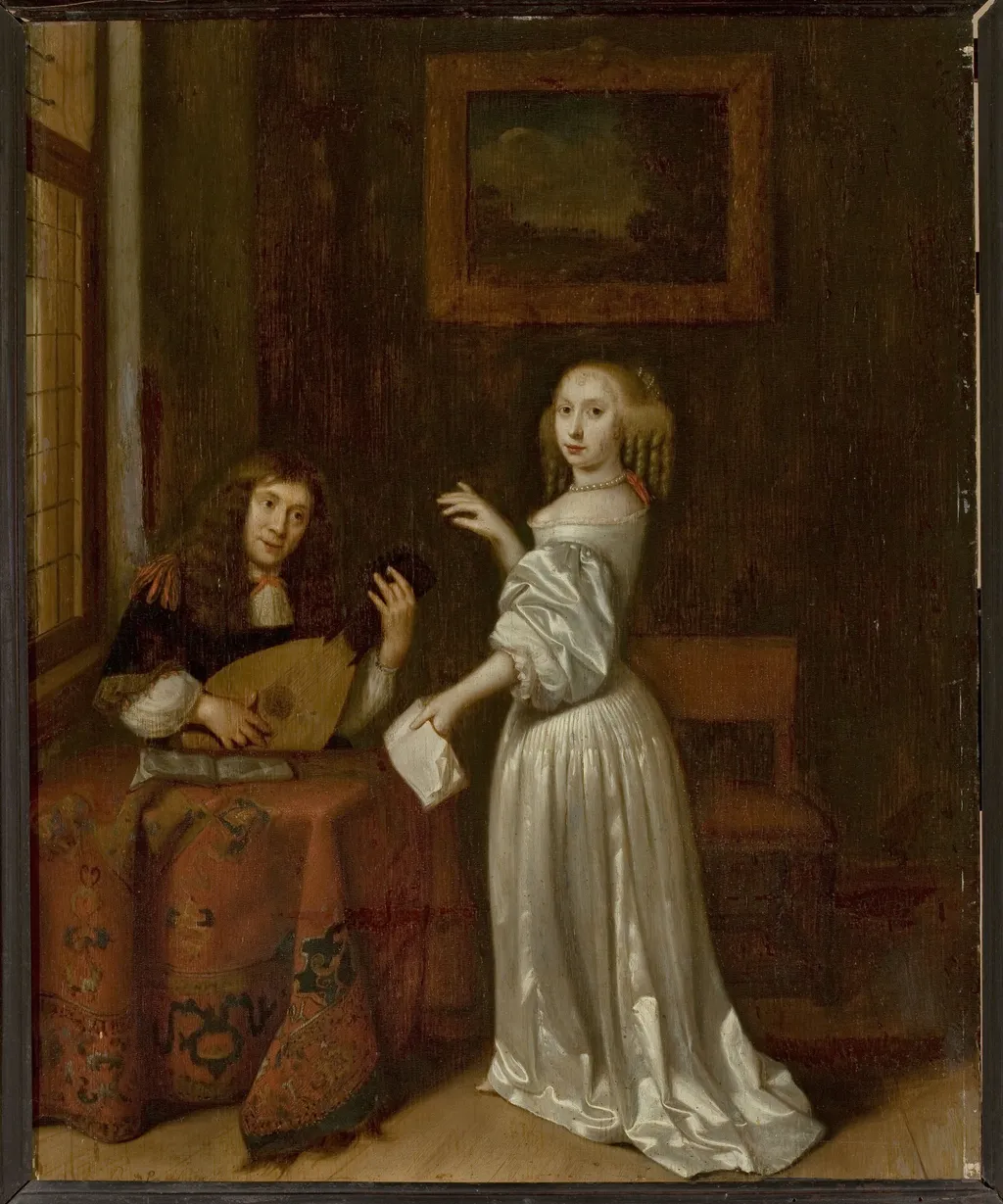 Singing lesson, by Reinier de la Haye, oil, 1677