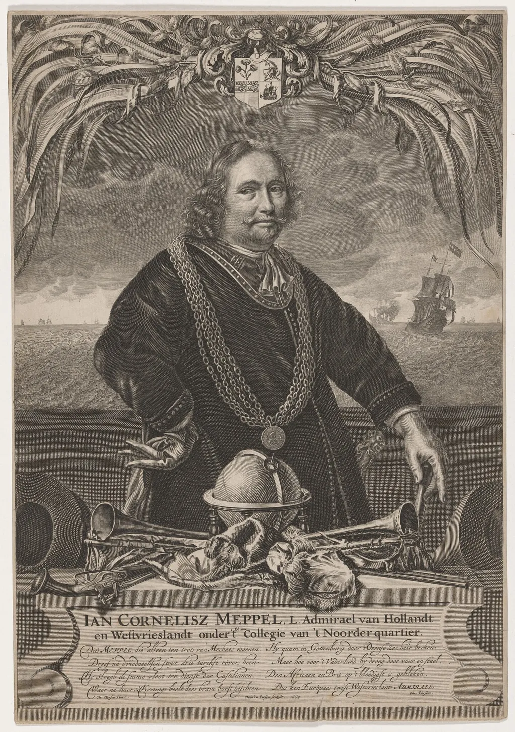 Admiral Jan Cornelius Meppel of Holland, by Reinier van Persyn, ink, 1668