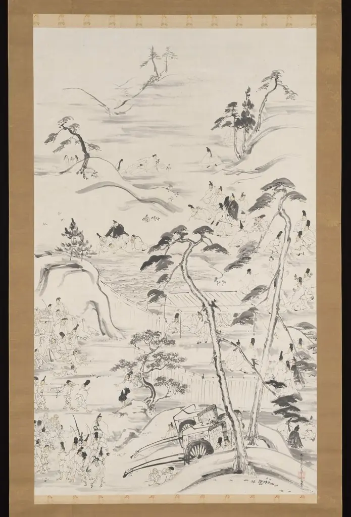 Emperor Enyū’s Outing to Funaokayama on the First Day of the Rat in the New Year, by Reizei Tamechika