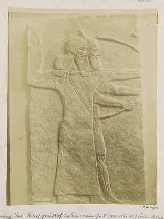 Relief depicting two Assyrian archers from the period of Ashur-Nasir-Pal II (885-860 B.C.) from the Palace of Nimrud. Louvre, Paris