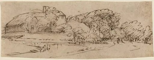 A Landscape with Farm Buildings among Trees, by Rembrandt