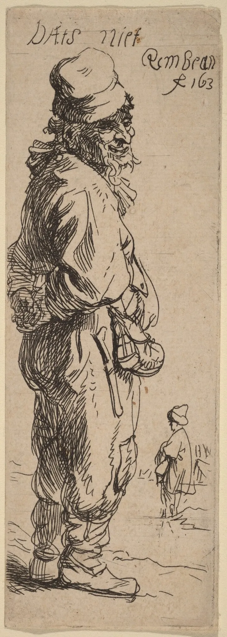 A Peasant Replying: "Dats niet" (That's nothing), by Rembrandt, ink, 1634