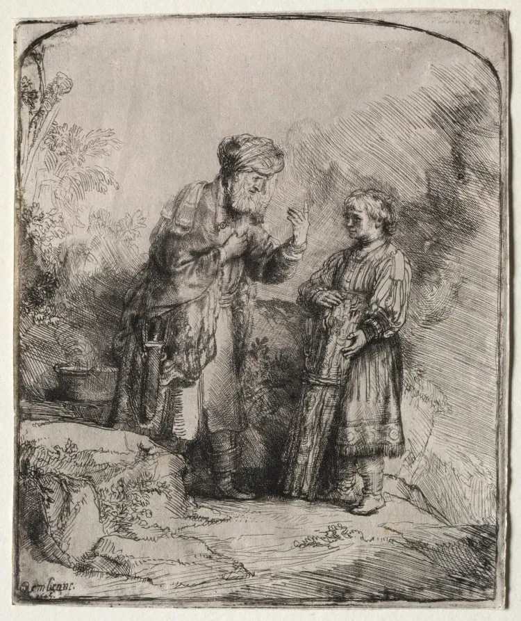 Abraham and Isaac, by Rembrandt, 1645