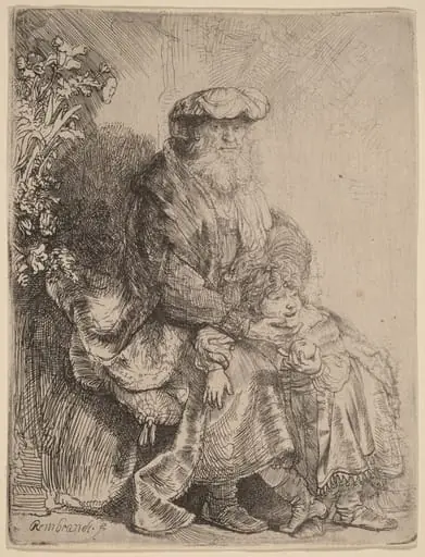 Abraham Caressing Isaac, by Rembrandt