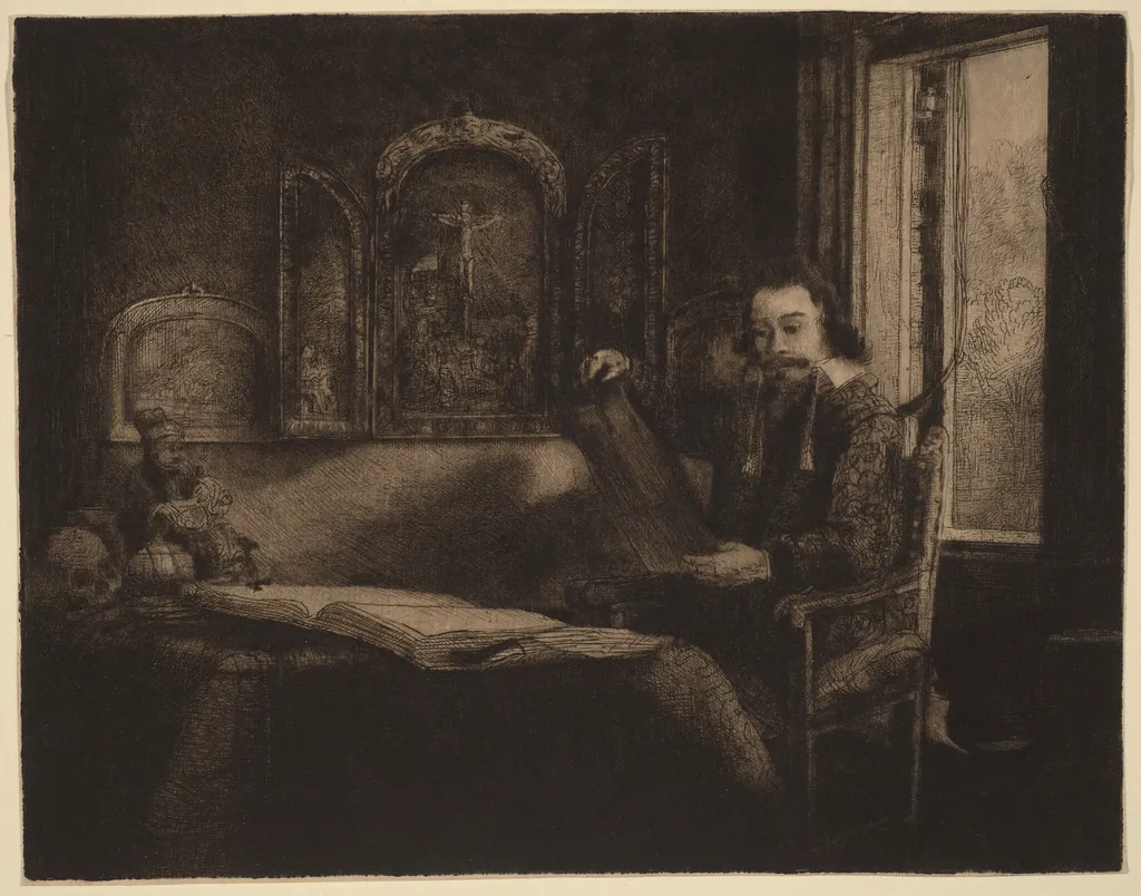 Abraham Francen, by Rembrandt, ink, 1657