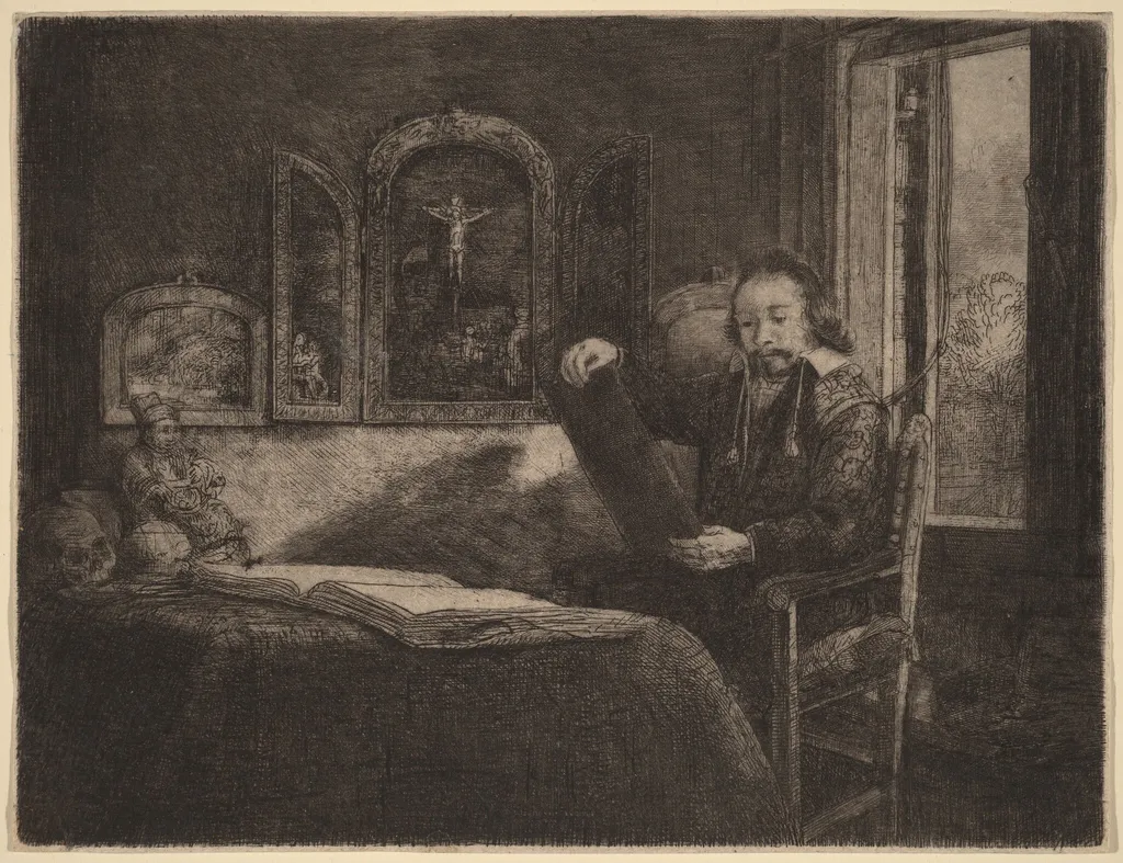 Abraham Francen, by Rembrandt, ink, 1657