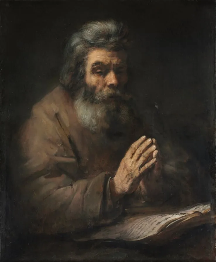 An Elderly Man in Prayer, by Rembrandt, unspecified, 1664