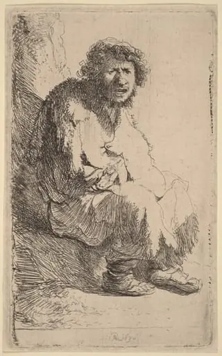 Beggar Seated on a Bank, by Rembrandt