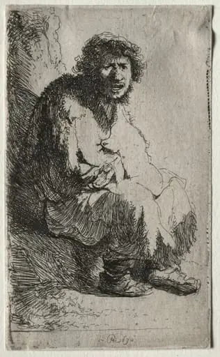 Beggar Seated on a Bank, by Rembrandt