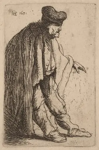 Beggar with His Left Hand Extended, by Rembrandt