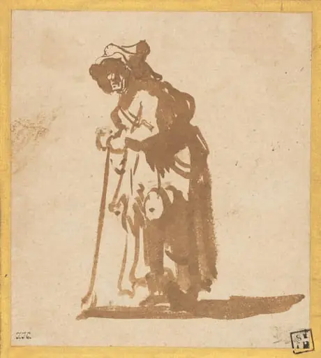 Beggar Woman Leaning on a Stick, by Rembrandt