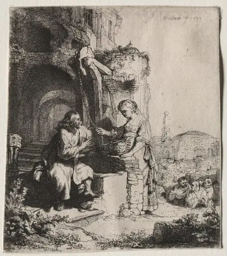 Christ and the Woman of Samaria Among Ruins, by Rembrandt