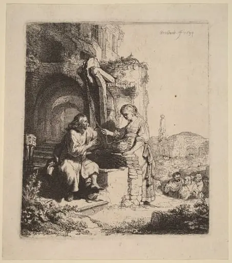 Christ and the Woman of Samaria Among Ruins, by Rembrandt