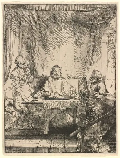 Christ at Emmaus: the Larger Plate, by Rembrandt