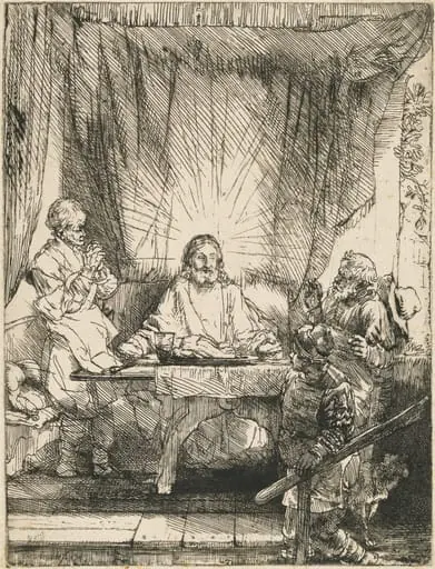 Christ at Emmaus: the Larger Plate, by Rembrandt