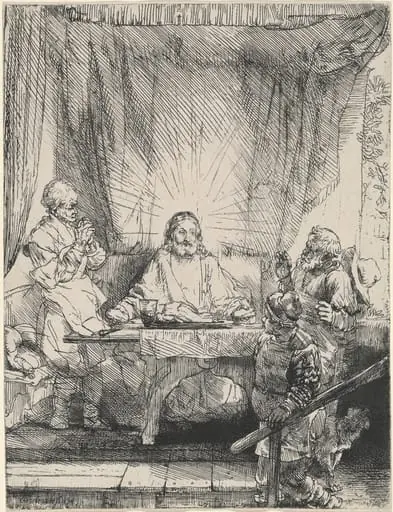 Christ at Emmaus: the Larger Plate, by Rembrandt
