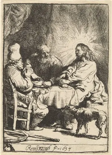 Christ at Emmaus: the Smaller Plate, by Rembrandt