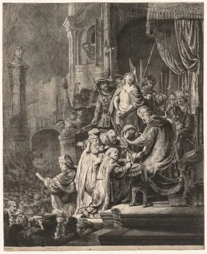 Christ Before Pilate: Large Plate, by Rembrandt