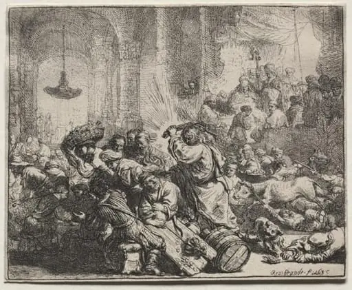 Christ Driving the Money Changers from the Temple, by Rembrandt
