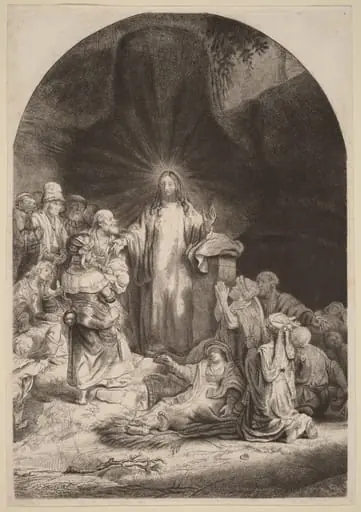 Christ Preaching and Healing (Fragment from the Hundred Guilder Print), by Rembrandt